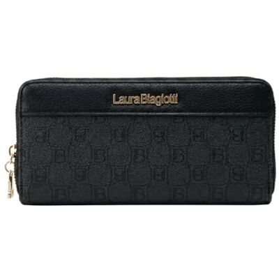 Laura Biagiotti Grand portefeuille femme en PU et tissu logo, avec porte-monnaie et boîte cadeau, Noir , Classico, Classique Laura Biagiotti Grand portefeuille femme en PU et tissu logo, avec porte-monnaie et boîte cadeau, Noir , Classico, Classique