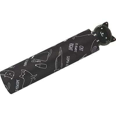 happy rain Joli parapluie de poche pour femme avec poignée en forme de chat Noir/blanc, Noir, 95 cm happy rain Joli parapluie de poche pour femme avec poignée en forme de chat Noir/blanc, Noir, 95 cm