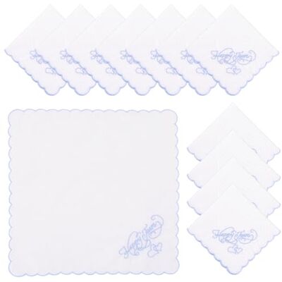 HuhWafee Lot de 12 mouchoirs de mariage en dentelle brodée 60s coton blanc mouchoirs brodés personnalisés mouchoir de poche accessoires de mariage pour mariée marié cadeau d'anniversaire de mariage HuhWafee Lot de 12 mouchoirs de mariage en dentelle brodée 60s coton blanc mouchoirs brodés personnalisés mouchoir de poche accessoires de mariage pour mariée marié cadeau d'anniversaire de mariage
