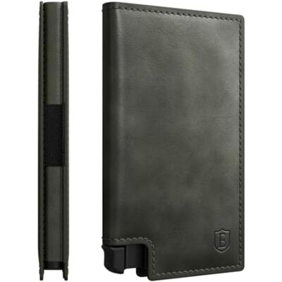 Ekster Parliament Portefeuille fin en cuir avec blocage RFID et accès rapide aux cartes, Vert genièvre, OSFA Ekster Parliament Portefeuille fin en cuir avec blocage RFID et accès rapide aux cartes, Vert genièvre, OSFA