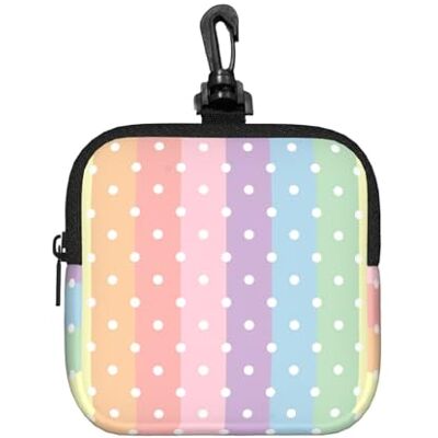 Poadnly Motif arc-en-ciel avec pois, sac de rangement carré à fermeture éclair, porte-monnaie en néoprène, petit portefeuille, pochette à monnaie, porte-monnaie Poadnly Motif arc-en-ciel avec pois, sac de rangement carré à fermeture éclair, porte-monnaie en néoprène, petit portefeuille, pochette à monnaie, porte-monnaie