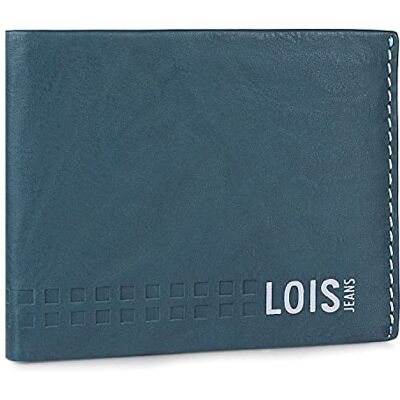 Lois Portemonnee Portemonnee Leer Portemonnee Heren Functioneel en Duurzaam Wallet For Men, Mens Wallet met Tijdloze, Bestendige Leer. RFID Portemonnee., Blauw-Grijs Lois Portemonnee Portemonnee Leer Portemonnee Heren Functioneel en Duurzaam Wallet For Men, Mens Wallet met Tijdloze, Bestendige Leer. RFID Portemonnee., Blauw-Grijs