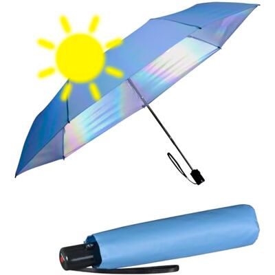 Knirps Parapluie de poche Slim Duomatic avec ouverture et fermeture automatique, Bleu Irisé Protection UV, 90 cm Knirps Parapluie de poche Slim Duomatic avec ouverture et fermeture automatique, Bleu Irisé Protection UV, 90 cm