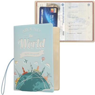 kwmobile Porte-passeport Voyage Étui à Rabat avec Fermeture Élastique Protège-passeport ou Carte d'Identité bleu clair-blanc-vert kwmobile Porte-passeport Voyage Étui à Rabat avec Fermeture Élastique Protège-passeport ou Carte d'Identité bleu clair-blanc-vert