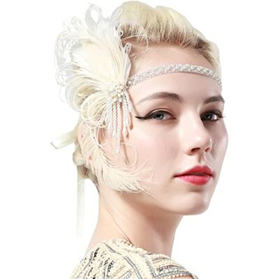 BABEYOND ArtiDeco 1920s Flapper Feather Headband Peacock 1920s Beaded Headpiece with Pearls Great Gatsby Costume Accessories Roaring 20's Accessories BABEYOND ArtiDeco 1920s Flapper Feather Headband Peacock 1920s Beaded Headpiece with Pearls Great Gatsby Costume Accessories Roaring 20's Accessories