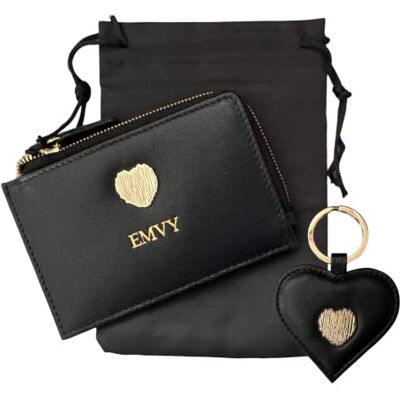 Love EMVY Signature Heart Coffret cadeau en cuir véritable pour femme, porte-monnaie et porte-monnaie, porte-clés en forme de cœur, coffret cadeau de luxe, accessoires en cuir assortis, Rouge, One Love EMVY Signature Heart Coffret cadeau en cuir véritable pour femme, porte-monnaie et porte-monnaie, porte-clés en forme de cœur, coffret cadeau de luxe, accessoires en cuir assortis, Rouge, One