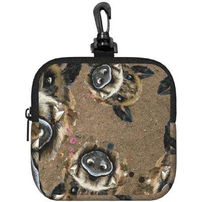 Poadnly Wild Boars Sac de rangement carré à fermeture éclair en néoprène pour pièces de monnaie Petit portefeuille Pochette à monnaie Poadnly Wild Boars Sac de rangement carré à fermeture éclair en néoprène pour pièces de monnaie Petit portefeuille Pochette à monnaie