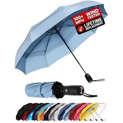 Repel Umbrella Parapluie Parapluie de poche Ouverture et fermeture automatique Petit, compact, léger, solide, coupe-vent et résistant aux tempêtes pour hommes et femmes, Slate blue, One Size, Moderne Repel Umbrella Parapluie Parapluie de poche Ouverture et fermeture automatique Petit, compact, léger, solide, coupe-vent et résistant aux tempêtes pour hommes et femmes, Slate blue, One Size, Moderne
