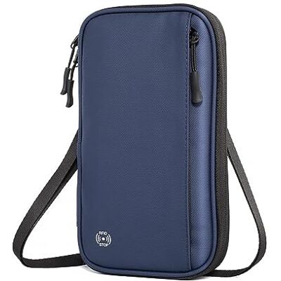 MiOYOOW Étui pour passeport familial, imperméable, sac de passeport de voyage avec bande réglable pour homme et femme, bleu, Classique MiOYOOW Étui pour passeport familial, imperméable, sac de passeport de voyage avec bande réglable pour homme et femme, bleu, Classique