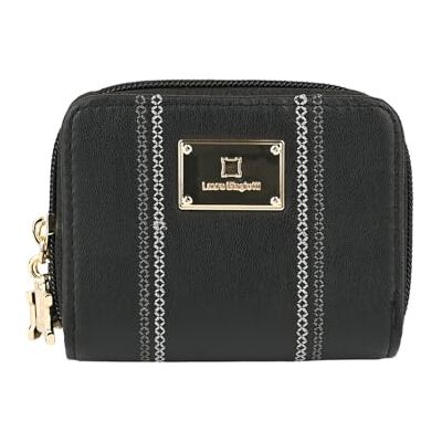 Laura Biagiotti Portefeuille Femme Compact, Porte-Cartes Accordéon Monnaie avec Fermeture Éclair, Similicuir Noir Laura Biagiotti Portefeuille Femme Compact, Porte-Cartes Accordéon Monnaie avec Fermeture Éclair, Similicuir Noir