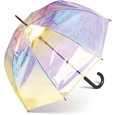 happy rain Parapluie automatique transparent avec clochette multicolore irisé, Transparent, S, Parapluie happy rain Parapluie automatique transparent avec clochette multicolore irisé, Transparent, S, Parapluie