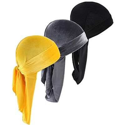 Upsmile Durags Doo Lot de 3 chiffons en velours pour homme et femme 360 vagues, 3c, taille unique Upsmile Durags Doo Lot de 3 chiffons en velours pour homme et femme 360 vagues, 3c, taille unique