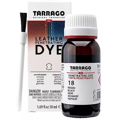 Tarrago Teinture Pénétrante Pour Chaussures Et Sacs En Cuir Et Textile Couvre Cuir, Synthétique Et Verni Couleur Noire 50 Ml Tarrago Teinture Pénétrante Pour Chaussures Et Sacs En Cuir Et Textile Couvre Cuir, Synthétique Et Verni Couleur Noire 50 Ml