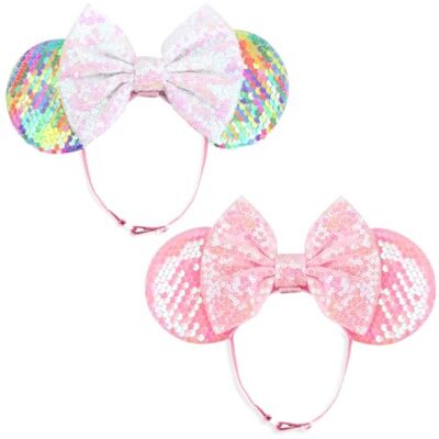DRESHOW Minnie Oreilles Bandeaux Souris Oreilles Paillettes Arc Bandeaux Ajustable élastique Bandeau Paillettes Fête Décoration Costume Cosplay pour Femmes DRESHOW Minnie Oreilles Bandeaux Souris Oreilles Paillettes Arc Bandeaux Ajustable élastique Bandeau Paillettes Fête Décoration Costume Cosplay pour Femmes