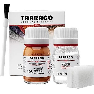 Tarrago Teinture avec apprêt pour chaussures en cuir naturel et synthétique Teinture et préparateur de couleur auto-brillance 90 couleurs, 25 ml Tarrago Teinture avec apprêt pour chaussures en cuir naturel et synthétique Teinture et préparateur de couleur auto-brillance 90 couleurs, 25 ml