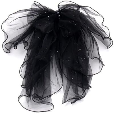 LSYHHXC Long Ribbon Mesh Boww Women Hair Clips Elegant Pearls Hairband White Hairpins Wedding Party Bride Accessoires (Black1) LSYHHXC Long Ribbon Mesh Boww Women Hair Clips Elegant Pearls Hairband White Hairpins Wedding Party Bride Accessoires (Black1)