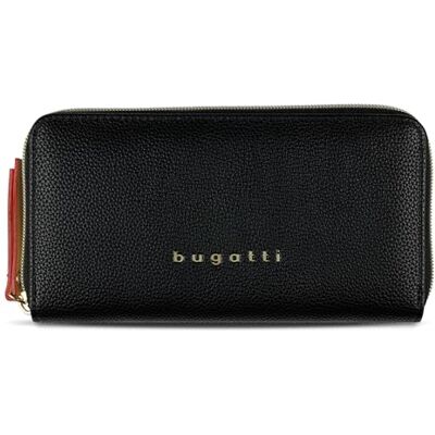 bugatti Ella grand portefeuille pour femme, portefeuille long en cuir synthétique, noir bugatti Ella grand portefeuille pour femme, portefeuille long en cuir synthétique, noir
