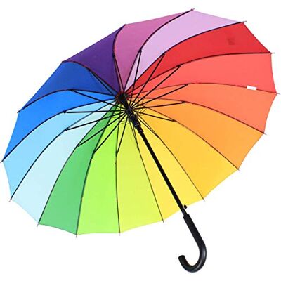 iX-brella Long parapluie de qualité 16 parties résistant aux tempêtes 1 m de diamètre Arc-en-ciel, Regenbogen, 101 cm, Parapluie cannes iX-brella Long parapluie de qualité 16 parties résistant aux tempêtes 1 m de diamètre Arc-en-ciel, Regenbogen, 101 cm, Parapluie cannes
