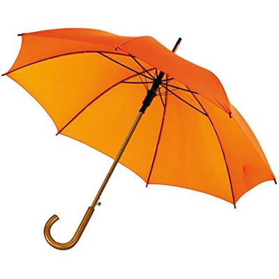 noTrash2003 Parapluie automatique en bois avec crochet rond incurvé et poignée en bois diamètre 103 cm, orange., 103 cm, Classique noTrash2003 Parapluie automatique en bois avec crochet rond incurvé et poignée en bois diamètre 103 cm, orange., 103 cm, Classique