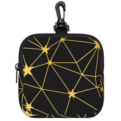Poadnly Sac de rangement carré à fermeture éclair en néoprène, petit portefeuille, pochette à monnaie, porte-monnaie doré et noir Poadnly Sac de rangement carré à fermeture éclair en néoprène, petit portefeuille, pochette à monnaie, porte-monnaie doré et noir