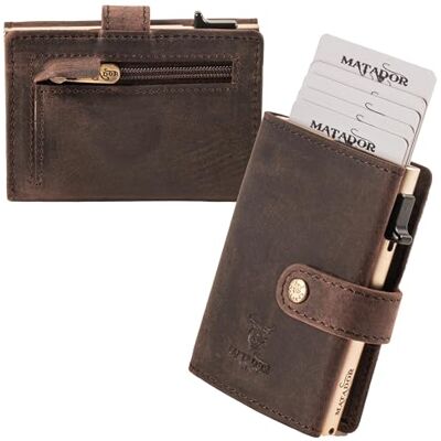 MATADOR Miami Slim Wallet – Porte-cartes de crédit en cuir avec porte-cartes pop-up – avec protection RFID et compartiment à pièces de monnaie – Mini portefeuille – Petit portefeuille pour homme avec MATADOR Miami Slim Wallet – Porte-cartes de crédit en cuir avec porte-cartes pop-up – avec protection RFID et compartiment à pièces de monnaie – Mini portefeuille – Petit portefeuille pour homme avec