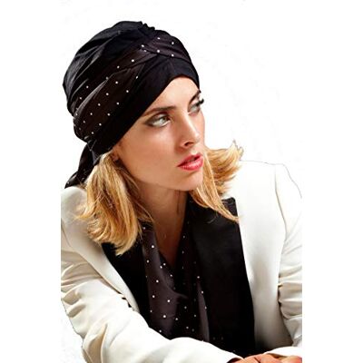 BelleTurban Pretty Foulard de tête pour femme, Negro (Topo Negro Topo Negro), taille unique BelleTurban Pretty Foulard de tête pour femme, Negro (Topo Negro Topo Negro), taille unique