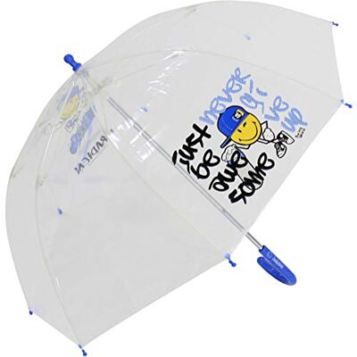 SmileyWorld Smiley World Parapluie transparent pour enfant, Bleu,Transparent, 78 cm SmileyWorld Smiley World Parapluie transparent pour enfant, Bleu,Transparent, 78 cm