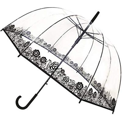 SMATI SMARTBUL6133DENTELLENEW Parapluie Cloche/Dôme Transparent pour Femme Système d'ouverture Automatique Large Protection avec Diamètre 81cm Résistant au Vent Bordure Dentelle, Transparent, SMATI SMARTBUL6133DENTELLENEW Parapluie Cloche/Dôme Transparent pour Femme Système d'ouverture Automatique Large Protection avec Diamètre 81cm Résistant au Vent Bordure Dentelle, Transparent,