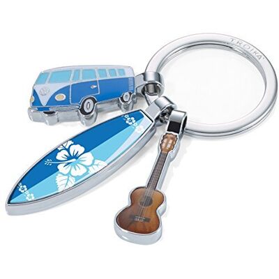 TROIKA Surfmate T1 KR16-14/CH Porte-clés nostalgique Avec 3 pendentifs Bulli, planche de surf, guitare Brillant Multicolore, multicolore, 10cm, Classique TROIKA Surfmate T1 KR16-14/CH Porte-clés nostalgique Avec 3 pendentifs Bulli, planche de surf, guitare Brillant Multicolore, multicolore, 10cm, Classique