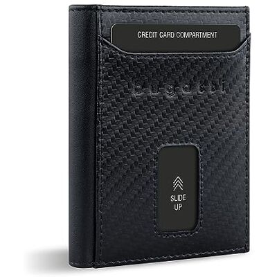 bugatti Secure Slim Mini Portefeuille RFID en cuir, compartiment XL Carbone bugatti Secure Slim Mini Portefeuille RFID en cuir, compartiment XL Carbone