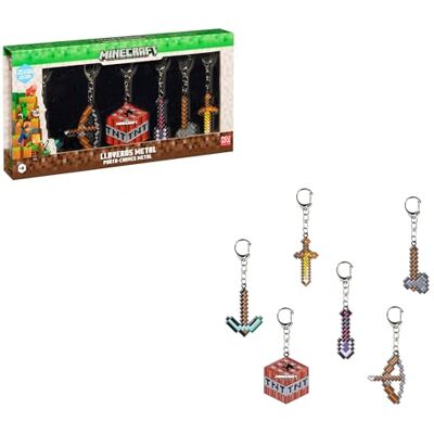 Porte-clés en métal Minecraft Pack de 6 - Keychain Porte-clés en métal Minecraft Pack de 6 - Keychain