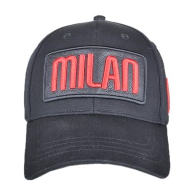 AC Milan Casquette Baseball Patch Cuir Brodé 100% CO Milan, Noir, taille unique AC Milan Casquette Baseball Patch Cuir Brodé 100% CO Milan, Noir, taille unique