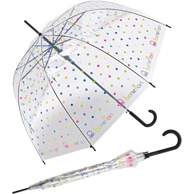 United Benetton Parapluie cloche automatique transparent Dip Dye, Signature Dot, 105 cm, Design parapluie cloche United Benetton Parapluie cloche automatique transparent Dip Dye, Signature Dot, 105 cm, Design parapluie cloche