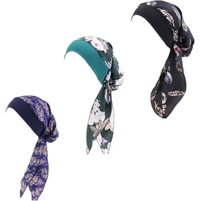 Qovelly Lot de 3 foulards chimio pré-noués pour femme (style 6 long), L16 Lot de 3, Taille unique Qovelly Lot de 3 foulards chimio pré-noués pour femme (style 6 long), L16 Lot de 3, Taille unique