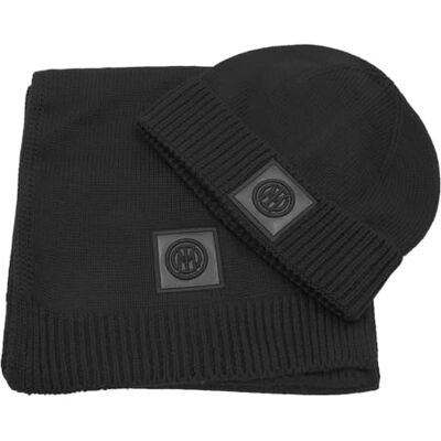 Inter SET ÉCHARPE ET CHAPEAU MAILLE DANS LA BOÎTE, Noir, taille unique Inter SET ÉCHARPE ET CHAPEAU MAILLE DANS LA BOÎTE, Noir, taille unique