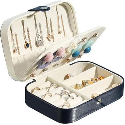 FJIXUO Boîte à bijoux portable, organisateur de bijoux, présentation, boîte de voyage, bouton, fermeture éclair de rangement en cuir pour ranger des bijoux FJIXUO Boîte à bijoux portable, organisateur de bijoux, présentation, boîte de voyage, bouton, fermeture éclair de rangement en cuir pour ranger des bijoux