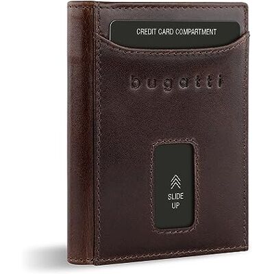 bugatti Secure Slim Mini Portefeuille en cuir, protection RFID, porte-cartes, marron bugatti Secure Slim Mini Portefeuille en cuir, protection RFID, porte-cartes, marron