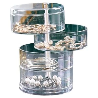 ZFIHAV Boîte à bijoux transparente Boîte de rangement rotative pour bijoux Multi-couches Pinces à cheveux Petites boîtes ZFIHAV Boîte à bijoux transparente Boîte de rangement rotative pour bijoux Multi-couches Pinces à cheveux Petites boîtes