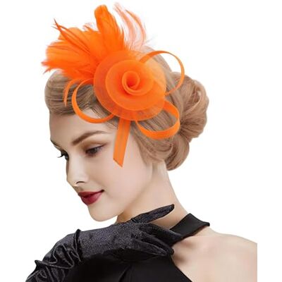 DRESHOW Fascinator Chapeau avec Fleurs en Maille et Plumes Wedding Headband pour Fête, Mariage, Cocktail Pour Femme et Fille taille unique DRESHOW Fascinator Chapeau avec Fleurs en Maille et Plumes Wedding Headband pour Fête, Mariage, Cocktail Pour Femme et Fille taille unique
