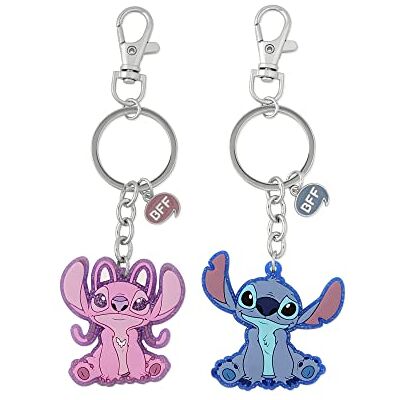 Disney Peers Hardy Ensemble de porte-clés Lilo & Stitch rose et bleu BFF, Bleu/rose, One Size Disney Peers Hardy Ensemble de porte-clés Lilo & Stitch rose et bleu BFF, Bleu/rose, One Size