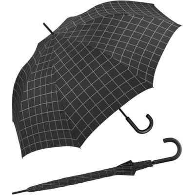 ESPRIT Gents Parapluie automatique pour homme, Noir/carreaux, 115 cm ESPRIT Gents Parapluie automatique pour homme, Noir/carreaux, 115 cm