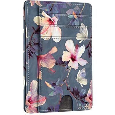 FINTIE Mini Portefeuille en Cuir PU de Qualité Supérieure avec Blocage RFID, Porte-Cartes de Crédit avec Fenêtre d'identité et Compartiment d'accès Rapide, pour Homme et Femme, Fleur Hibiscus FINTIE Mini Portefeuille en Cuir PU de Qualité Supérieure avec Blocage RFID, Porte-Cartes de Crédit avec Fenêtre d'identité et Compartiment d'accès Rapide, pour Homme et Femme, Fleur Hibiscus