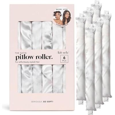 Kitsch Lot de 6 rouleaux à friser en satin pour cheveux longs et courts Boucleurs sans chaleur pendant la nuit Kitsch Lot de 6 rouleaux à friser en satin pour cheveux longs et courts Boucleurs sans chaleur pendant la nuit