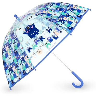 Legami Parapluie pour enfants Dancin' In The Rain, Thème Monster, Structure Coupe-vent, Ouverture manuelle, Fermeture en tissu avec espace pour nom, poignée à crochet, 73 x 65 cm, bleu, Small Legami Parapluie pour enfants Dancin' In The Rain, Thème Monster, Structure Coupe-vent, Ouverture manuelle, Fermeture en tissu avec espace pour nom, poignée à crochet, 73 x 65 cm, bleu, Small