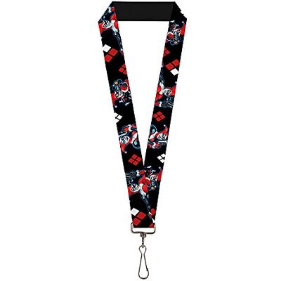 Buckle-Down Lanière – 2,5 cm – Harley Quinn Shooting Poses/Diamonds Noir Chaîne de clé, Multicolore, Taille Unique Mixte Buckle-Down Lanière – 2,5 cm – Harley Quinn Shooting Poses/Diamonds Noir Chaîne de clé, Multicolore, Taille Unique Mixte