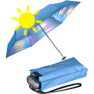 Knirps Mini parapluie de poche de voyage petit et léger rayures, Bleu Irisé Protection UV, 93 cm, Super mini compact Knirps Mini parapluie de poche de voyage petit et léger rayures, Bleu Irisé Protection UV, 93 cm, Super mini compact