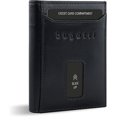 bugatti Secure Slim Mini Portefeuille Spécial, poche monnaie zippée, RFID, cuir, noir bugatti Secure Slim Mini Portefeuille Spécial, poche monnaie zippée, RFID, cuir, noir