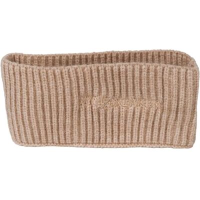 styleBREAKER 04026068 Bandeau en tricot pour femme avec motif côtelé, logo brodé, bandeau d'hiver chaud, couleur : marron clair styleBREAKER 04026068 Bandeau en tricot pour femme avec motif côtelé, logo brodé, bandeau d'hiver chaud, couleur : marron clair