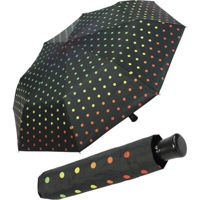 happy rain Parapluie de poche stable avec imprimé automatique noir à pois arc-en-ciel, Noir à pois, 96 cm, Parapluie de poche automatique happy rain Parapluie de poche stable avec imprimé automatique noir à pois arc-en-ciel, Noir à pois, 96 cm, Parapluie de poche automatique