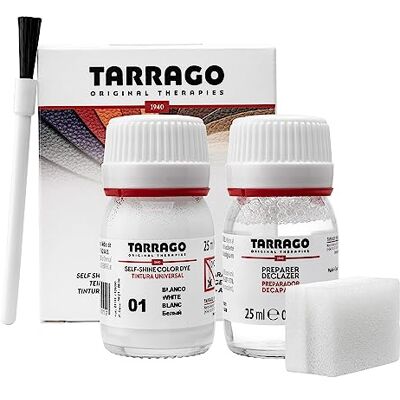 Tarrago Kit de colorant auto-brillant 25 ml Préparation au changement de couleur + Teinture pour cuir et toile pour la teinture de chaussures et accessoires Réparation des chaussures (blanc 01) Tarrago Kit de colorant auto-brillant 25 ml Préparation au changement de couleur + Teinture pour cuir et toile pour la teinture de chaussures et accessoires Réparation des chaussures (blanc 01)